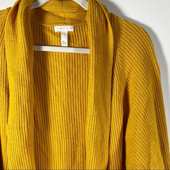 Leith Women Knit Cardigan Sweater Sz S Mustard Yellow Slouchy Oversized Dolman - Picture 4 of 12